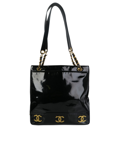 Chanel Vintage CC Logo Large Tote, front view